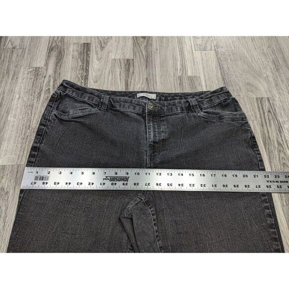 (3/$35) CJ Banks Size 16 W Studs Embroidered Pockets Black Grey Denim Jeans - Picture 8 of 11